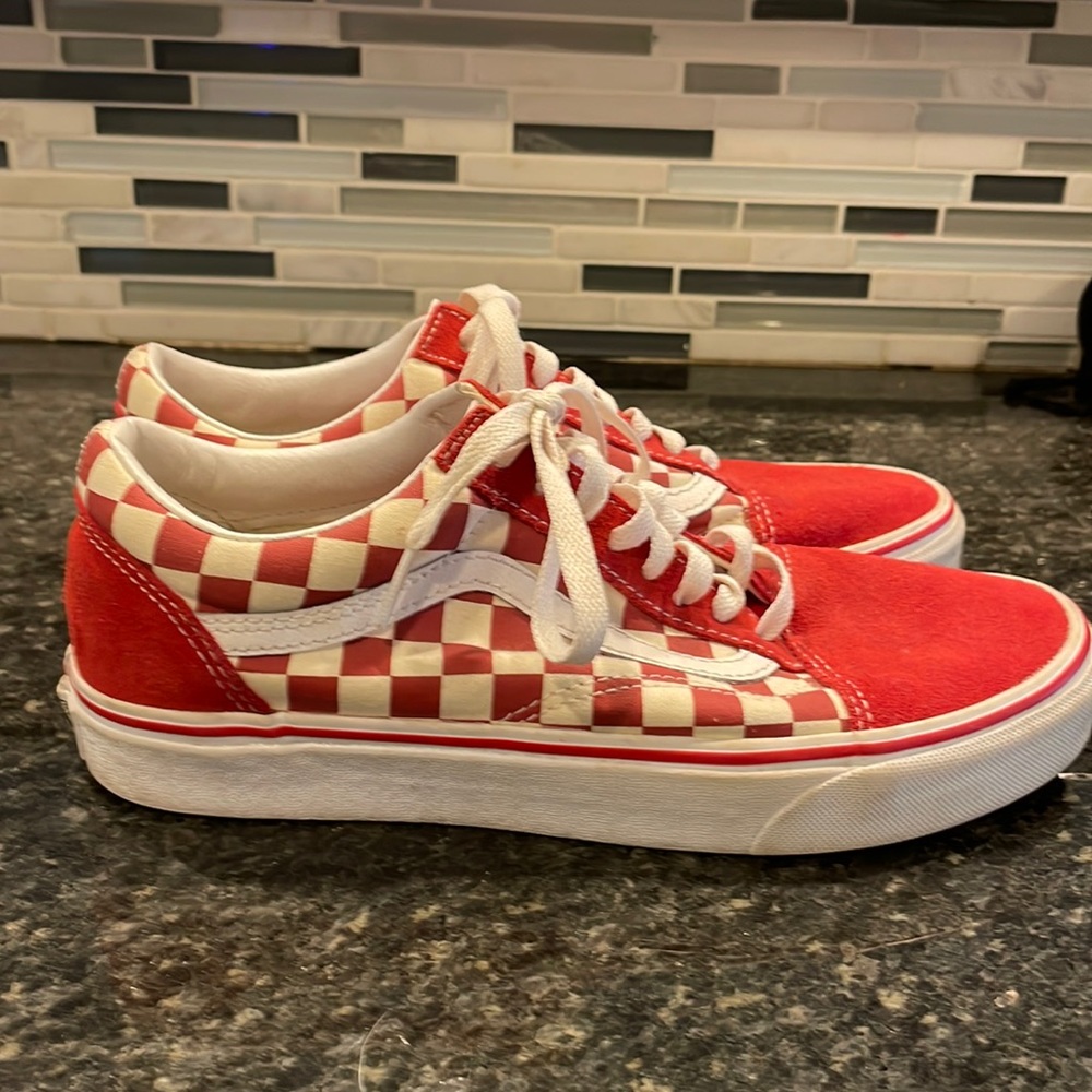 Men’s red checkered vans 7.5